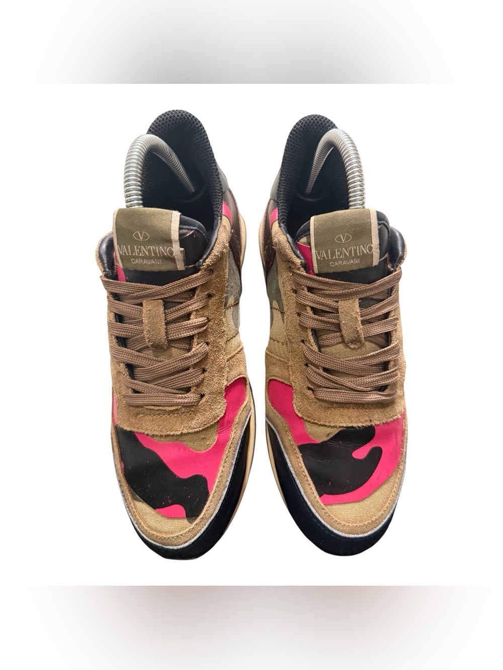 Valentino Garavani Brown Suede and Red Accent Sneaker